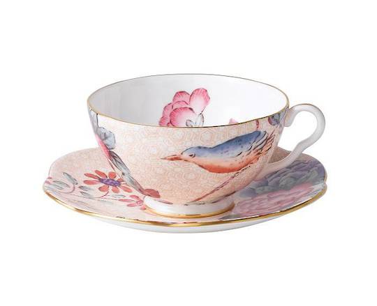 Cuckoo Bird Peach Cup & Saucer